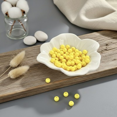 Бусины акриловые для рукоделия и творчества 6 мм, желтый (10 гр)