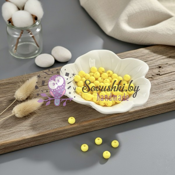 Бусины акриловые для рукоделия и творчества 6 мм, желтый (10 гр)