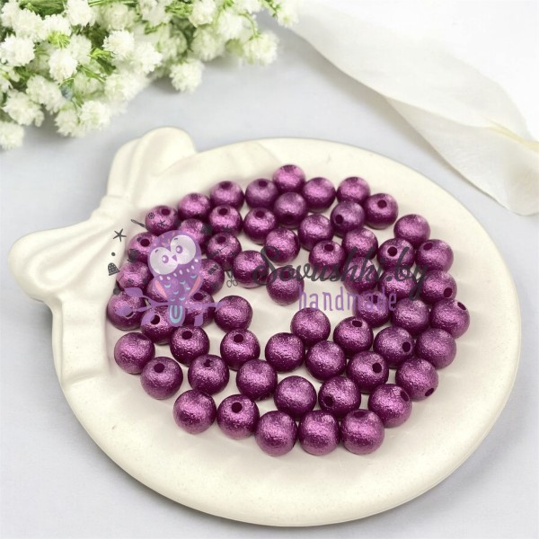 Бусины фактурные (60шт), фиолетовый (d = 8 мм)