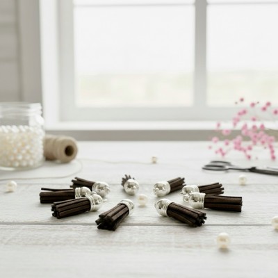 Кисточки замшевые для творчества и украшений (3.8 см, 10 шт.) - темно-коричневый/серебро