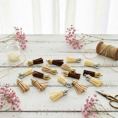 Замшевые кисточки, бежевый микс (19 шт)