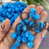 Помпоны с люрексом 1 см, голубой (уп. 100 +/- 3 шт)
