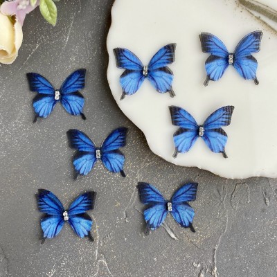 Шифоновые бабочки со стразами маленькие 3 см (071)