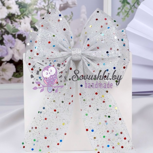 Фатин 5,5 см с пайетками мультиколор, белый