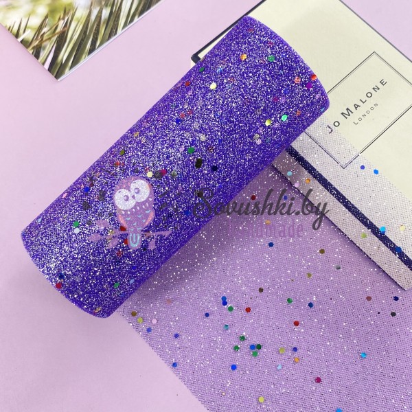 Фатин с пайетками мультиколор, фиолетовый