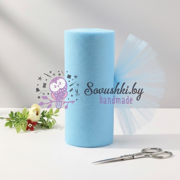 Фатин однотонный (15 см х 1 м), светло-голубой