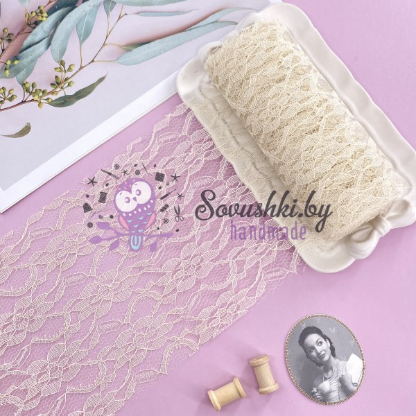 Фатин "Кружево" бежевый (отрезы)