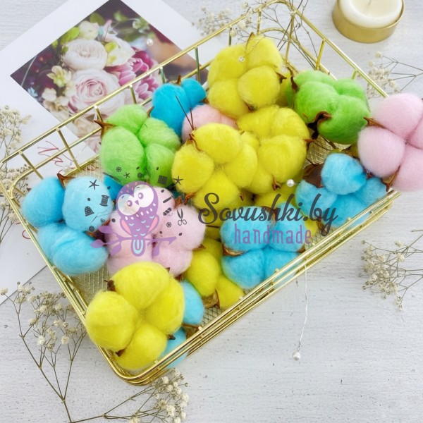 Цветной декоративный хлопок для творчества и интерьера (набор 21 шт)