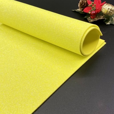 Глиттерный фоамиран 2 мм Premium, лимонный перламутр