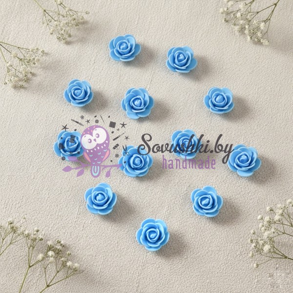 Розы из фоамирана для рукоделия и декора (уп. 17 шт), голубые