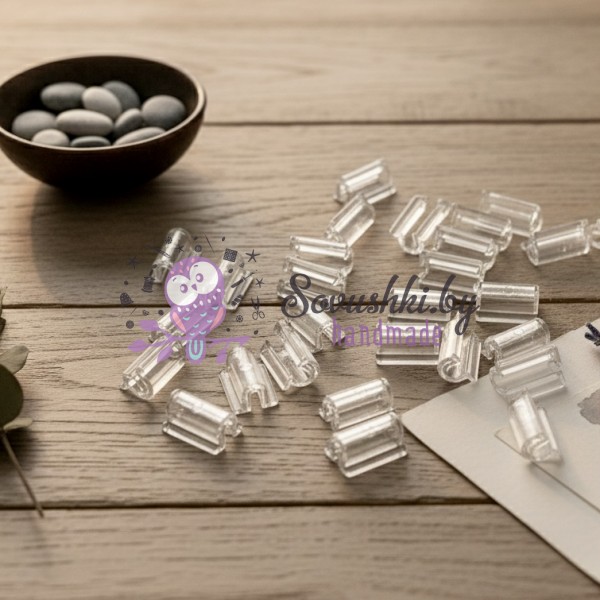 Основа-фиксатор прозрачная для резинок и шнуров 14*10 мм (10 шт)