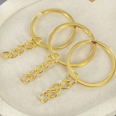 Кольцо для брелка с цепочкой 3 см, золото (1 шт)
