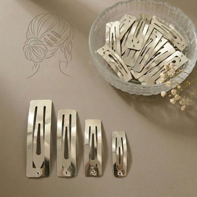 Основа для заколки клик-клак "Прямоугольник" металл, серебро