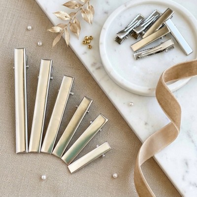 Основа-зажим для заколки металл, серебро