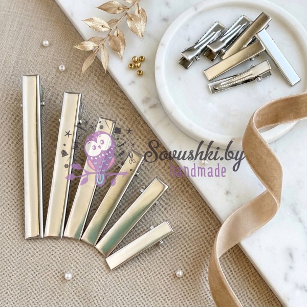 Основа-зажим для заколки металл, серебро