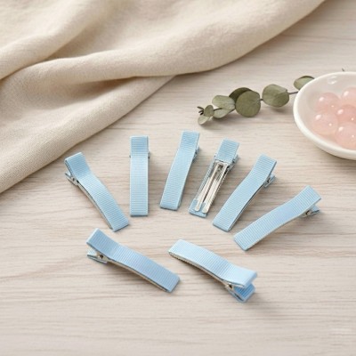 Основа-зажим для заколки с репсовой лентой, голубой (2 шт)