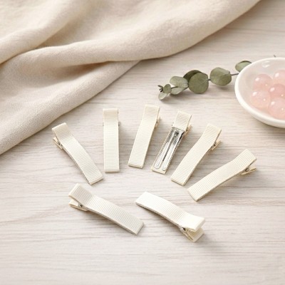 Основа-зажим для заколки 5 см с репсовой лентой, кремовый (2 шт)