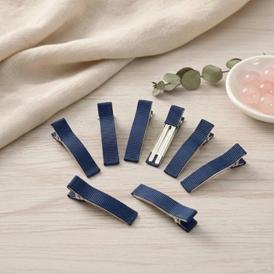 Основа-зажим для заколки с репсовой лентой, темно-синий (2 шт)