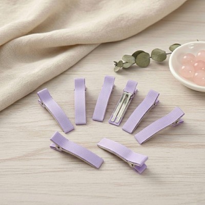 Основа-зажим для заколки 5 см с репсовой лентой, сиреневый (6 шт)