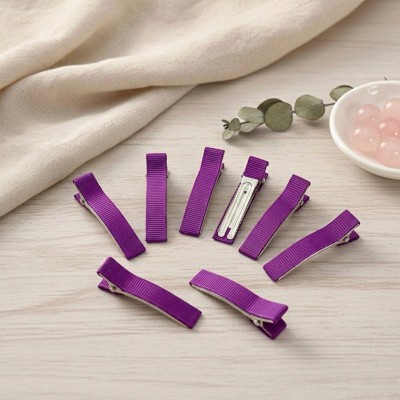 Основа-зажим для заколки 5 см с репсовой лентой, фиолетовый (4 шт)