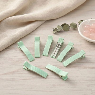 Основа-зажим для заколки 3,5 см с репсовой лентой, мятный (2 шт)