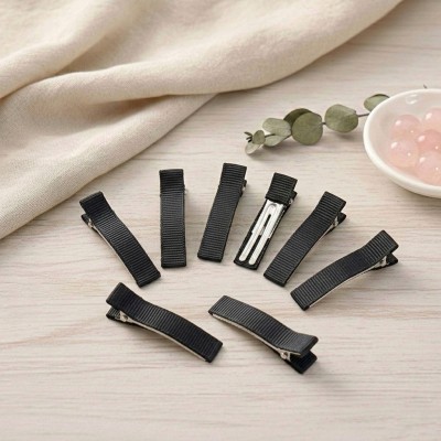 Основа-зажим для заколки 3,5 см с репсовой лентой, черный (2 шт)