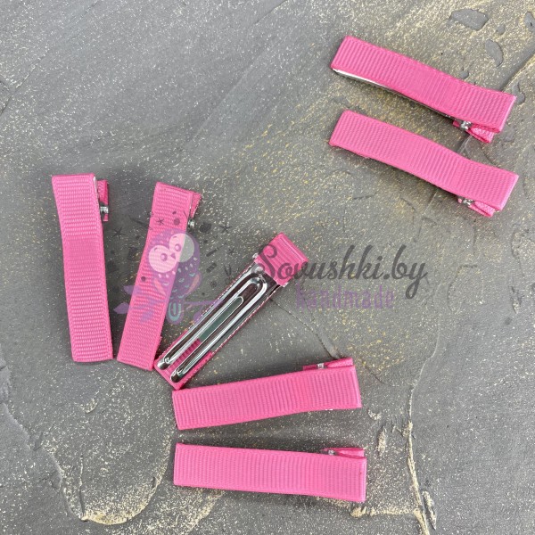 Основа-зажим для заколки с репсовой лентой, розовый (№05)