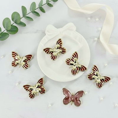 Декоративные элементы «Бабочки» — набор 6 шт (бордовый/золото)