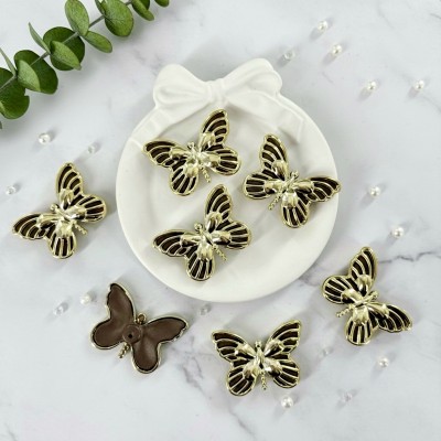 Декоративные элементы «Бабочки» — набор 7 шт (коричневый/золото) Декоративные элементы «Бабочки» — набор 7 шт (коричневый/золото)