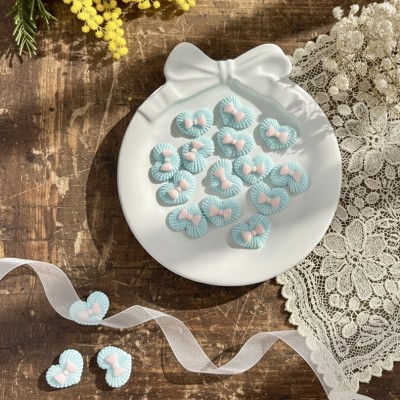 Кабошоны для рукоделия и декора "Вязанное сердечко" (10 шт), голубой