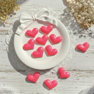 Кабошоны для рукоделия и декора "Сердечко" (10 шт), ярко-розовый Кабошоны для рукоделия и декора "Сердечко" (10 шт), ярко-розовый
