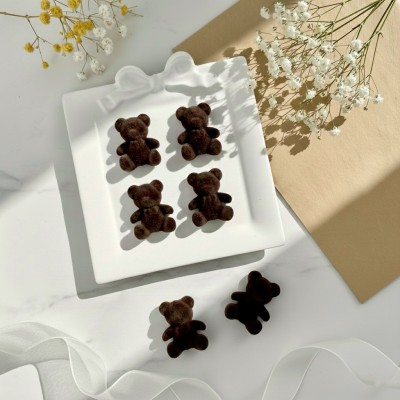 Кабошоны для рукоделия и декора "Бархатный мишка" - набор 6 шт.