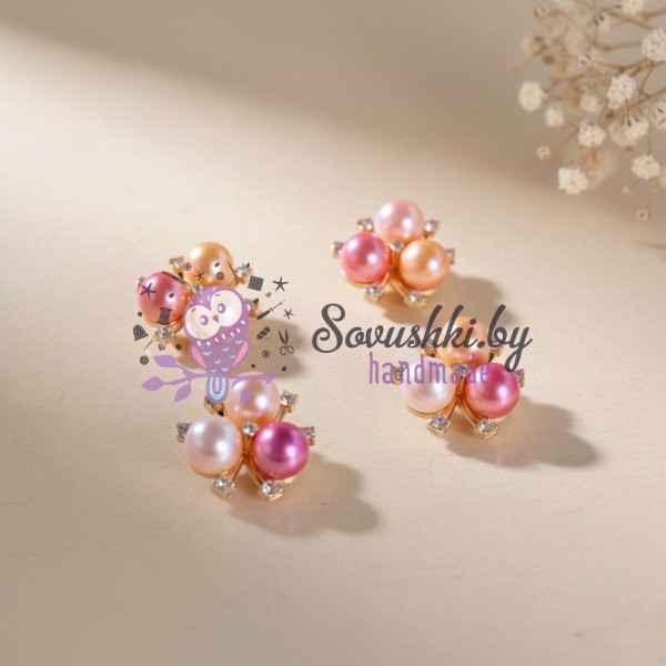 Стразовая серединка/флоризель металл "Цветочек", радужный (2 шт)