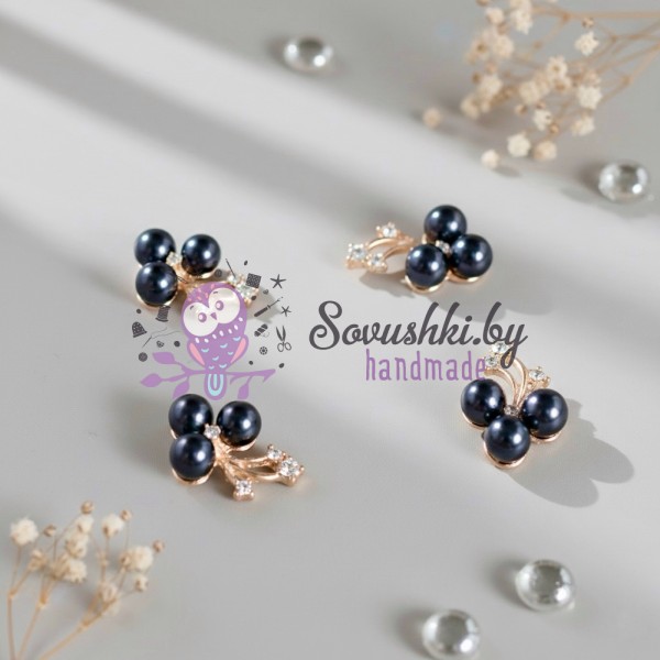 Стразовая серединка/флоризель металл "Magic", черный/золото (2 шт)