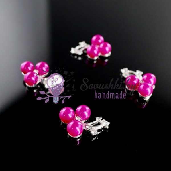 Стразовая серединка/флоризель металл "Magic", фукси/серебро (2 шт)