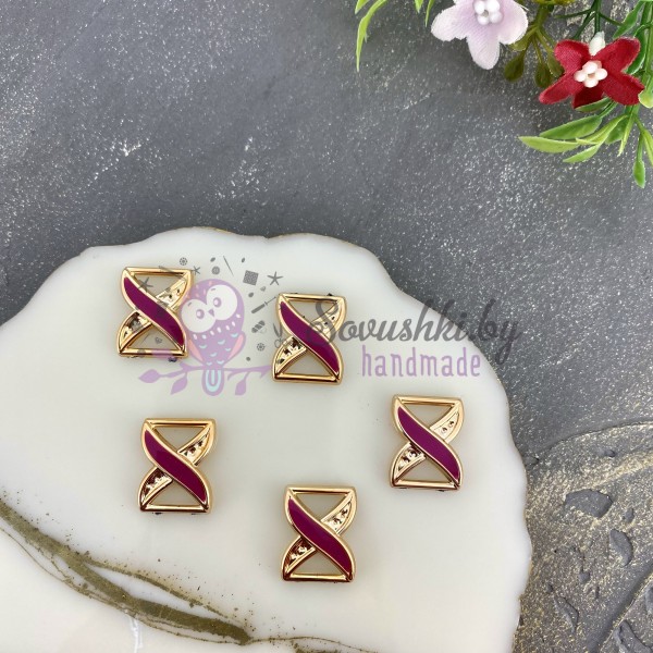 Пряжка декоративная 21*17 мм, золото/фукси (2 шт)