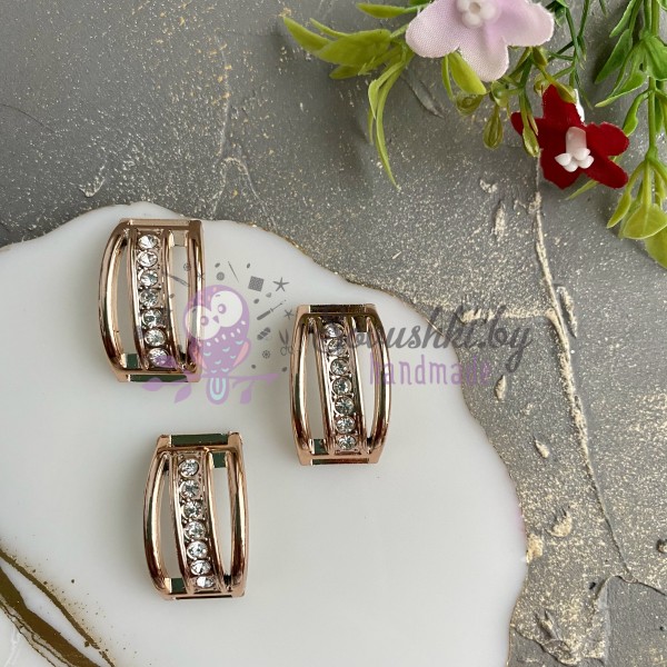 Пряжка для декора 28*18 мм со стразами, золото (1 шт)