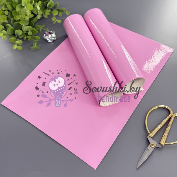 Кожзам однотонный лаковый (глянцевый) розовый