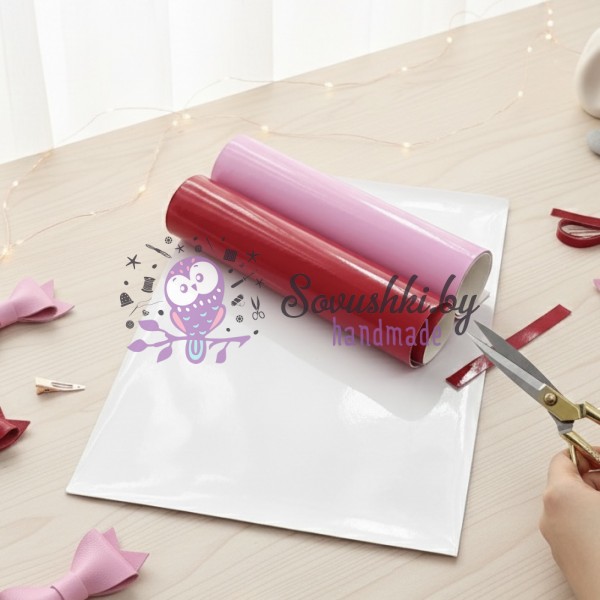 Кожзам однотонный лаковый (глянцевый) - набор 3 листа