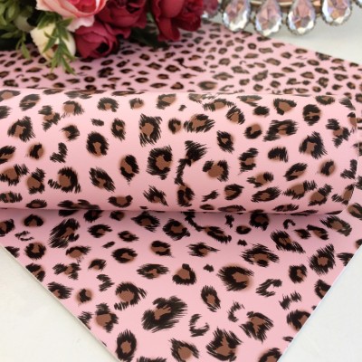 Декоративный кожзам "Леопард", розовый
