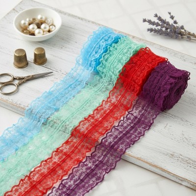 Набор кружева-рюш 4 см: 4 цвета по 1 метру Набор кружева-рюш 4 см: 4 цвета по 1 метру