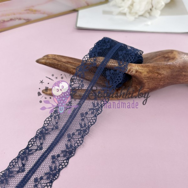 Кружево ажурное декоративное  4 см, темно-синее (1 м)