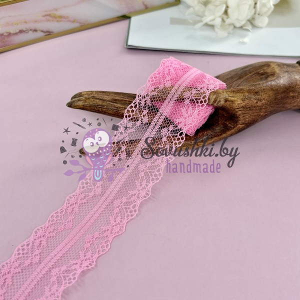 Кружево ажурное декоративное  4 см, темно-розовое (1 м)