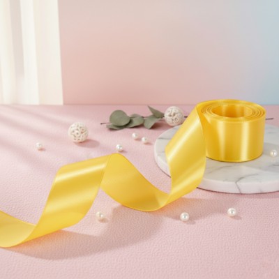 Атласная лента 2,5 см, темно-желтый (упаковка 9,7 м)