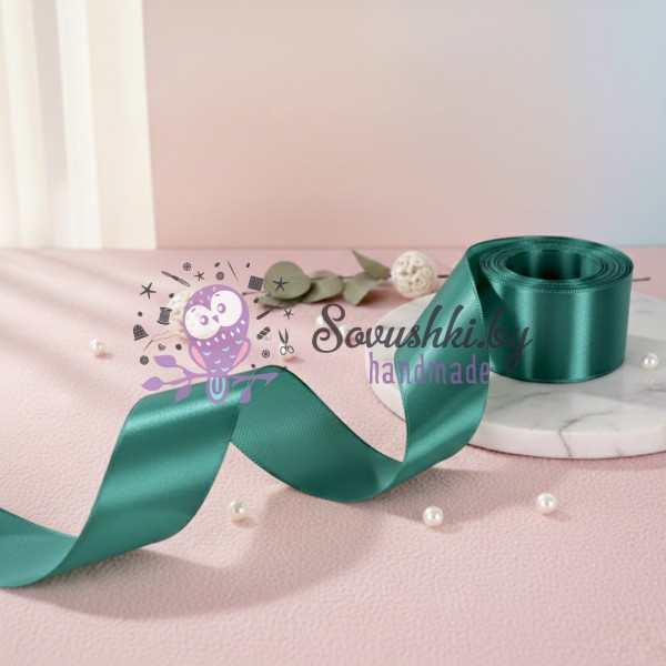 Атласная лента 2,5 см, изумрудный (упаковка)