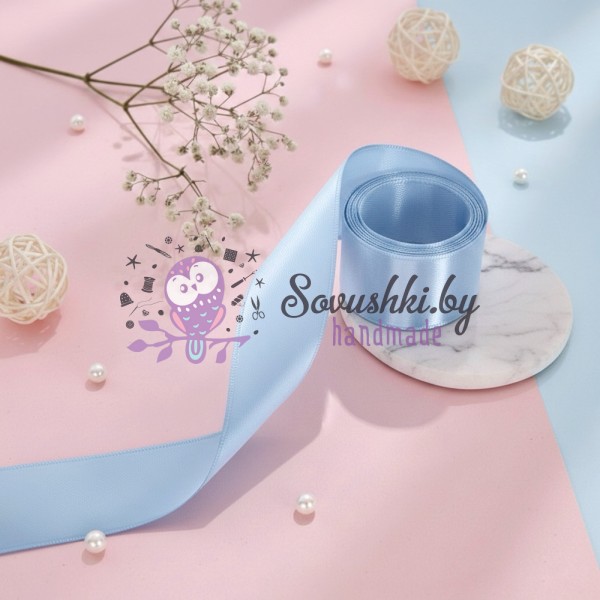 Атласная лента 2,5 см, светло-голубой (отрез 3,5 м )