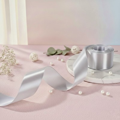 Атласная лента 2,5 см, серо-бежевый (упаковка 15,9 м)