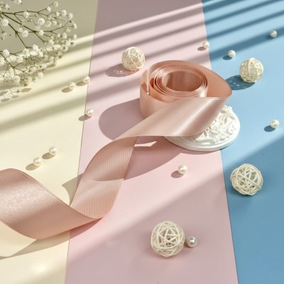 Атласная лента 2,5 см, дымчато-розовый (упаковка 10 м)