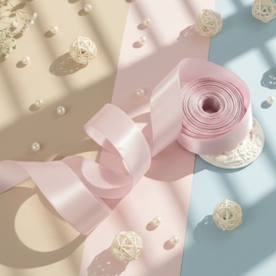 Атласная лента 2,5 см, прохладная роза (упаковка 9 м)