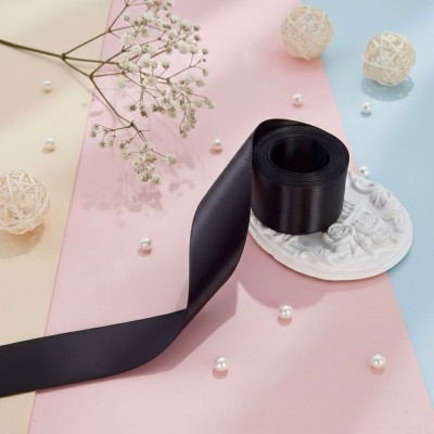 Атласная лента 2,5 см, черный (упаковка 9,6 м)